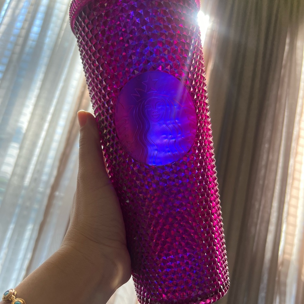 Studded Magenta Fuchsia Pink Blue Iridescent Starbucks Cup